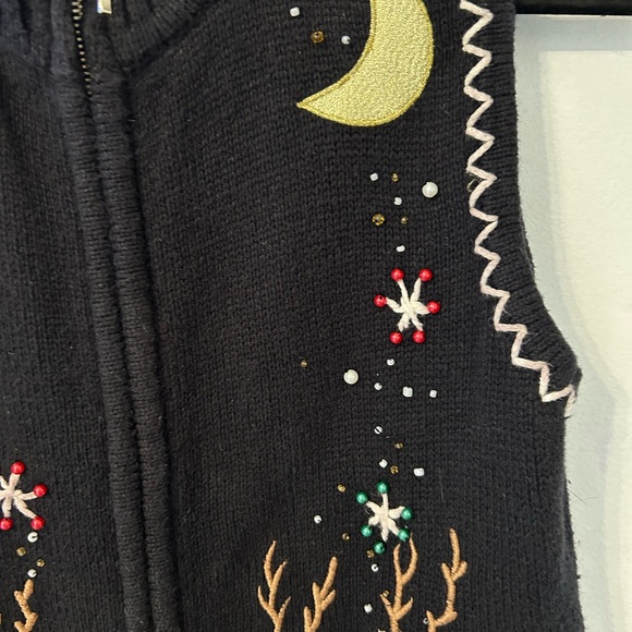FAST SHIPPING VTG DSN Originals Studio Joy Reindeer Beaded Christmas  Vest - Picture 5 of 10